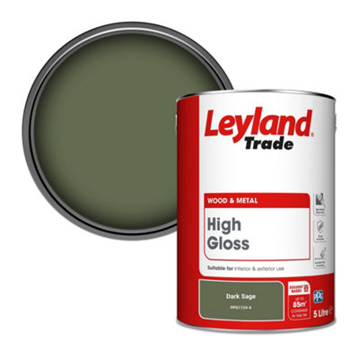 Leyland Trade Wood & Metal High Gloss Paint Dark Sage (PPG1124-6) 5L