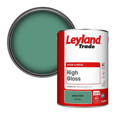 Leyland Trade Wood & Metal High Gloss Paint Derby Green (PPG1140-5) 5L