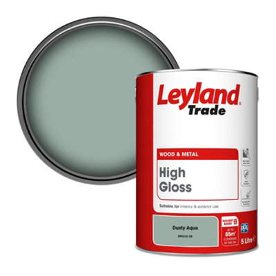 Leyland Trade Wood & Metal High Gloss Paint Dusty Aqua (PPG10-29) 5L