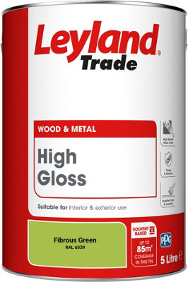 Leyland Trade Wood & Metal High Gloss Paint Fibrous Green (RAL 6039) 5L