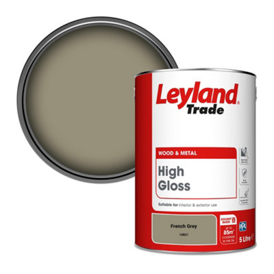 Leyland Trade Wood & Metal High Gloss Paint French Grey (10B21) 5L