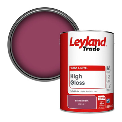 Leyland Trade Wood & Metal High Gloss Paint Fuchsia Flock (PPG1182-7) 5L