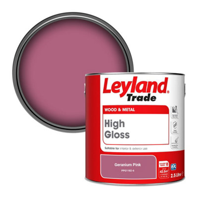 Leyland Trade Wood & Metal High Gloss Paint Geranium Pink (PPG1182-6) 2.5L
