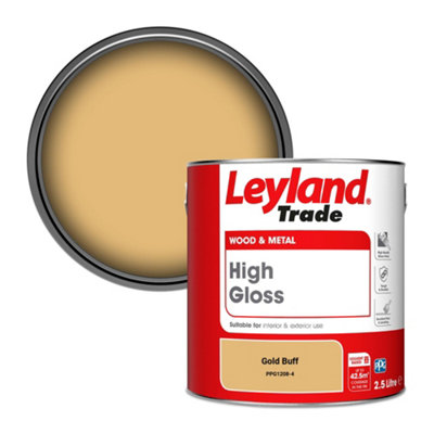 Leyland Trade Wood & Metal High Gloss Paint Gold Buff (PPG1208-4) 2.5L
