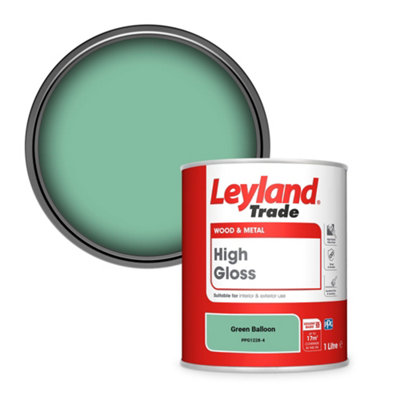 Leyland Trade Wood & Metal High Gloss Paint Green Balloon (PPG1228-4) 1L