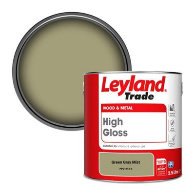 Leyland Trade Wood & Metal High Gloss Paint Green Gray Mist (PPG1113-4) 2.5L