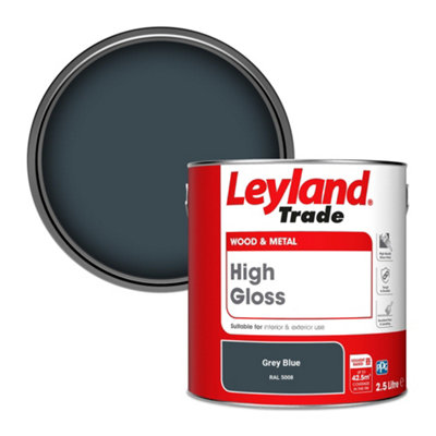 Leyland Trade Wood & Metal High Gloss Paint Grey Blue (RAL 5008) 2.5L