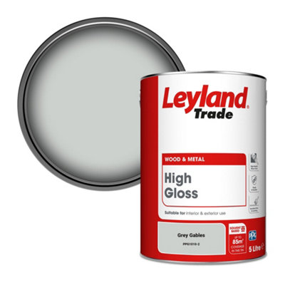 Leyland Trade Wood & Metal High Gloss Paint Grey Gables (PPG1010-2) 5L