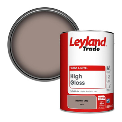 Leyland Trade Wood & Metal High Gloss Paint Heather Grey (04B21) 5L
