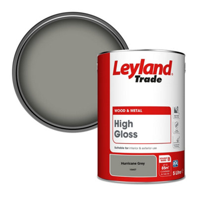 Leyland Trade Wood & Metal High Gloss Paint Hurricane Grey (10A07) 5L