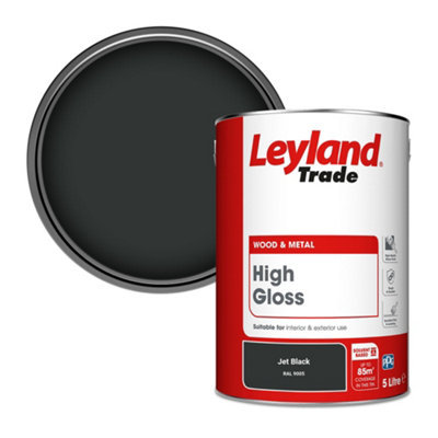 Leyland Trade Wood & Metal High Gloss Paint Jet Black (RAL 9005) 5L