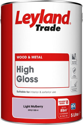 Leyland Trade Wood & Metal High Gloss Paint Light Mulberry (PPG1180-4) 5L