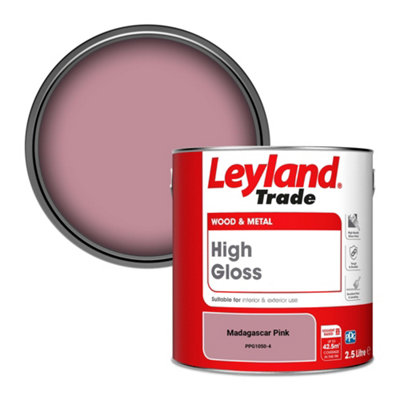 Leyland Trade Wood & Metal High Gloss Paint Madagascar Pink (PPG1050-4) 2.5L