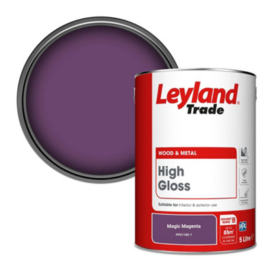 Leyland Trade Wood & Metal High Gloss Paint Magic Magenta (PPG1180-7) 5L