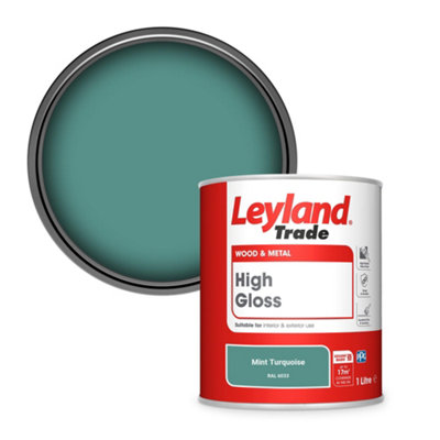 Leyland Trade Wood & Metal High Gloss Paint Mint Turquoise (RAL 6033) 1L
