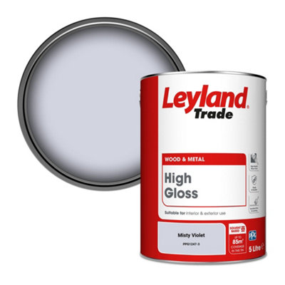 Leyland Trade Wood & Metal High Gloss Paint Misty Violet (PPG1247-3) 5L