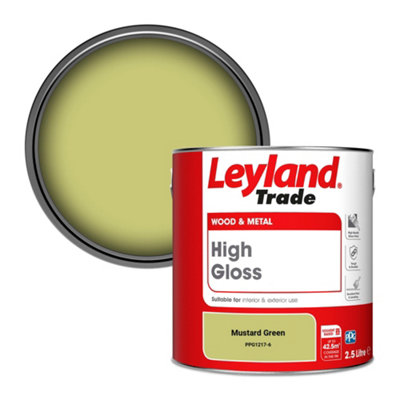 Leyland Trade Wood & Metal High Gloss Paint Mustard Green (PPG1217-6) 2.5L
