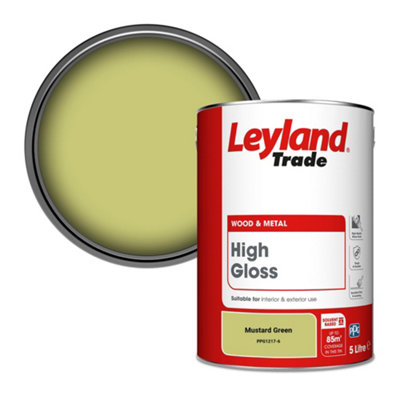 Leyland Trade Wood & Metal High Gloss Paint Mustard Green (PPG1217-6) 5L