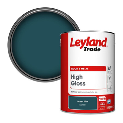 Leyland Trade Wood & Metal High Gloss Paint Ocean Blue (RAL 5020) 5L