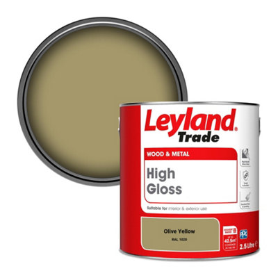 Leyland Trade Wood & Metal High Gloss Paint Olive Yellow (RAL 1020) 2.5L