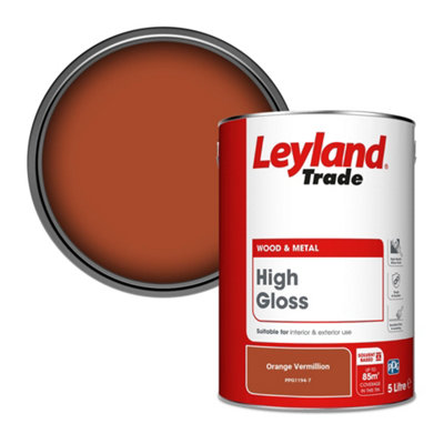 Leyland Trade Wood & Metal High Gloss Paint Orange Vermillion