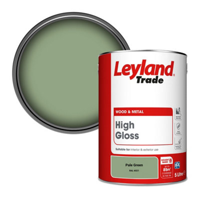 Leyland Trade Wood & Metal High Gloss Paint Pale Green (RAL 6021) 5L