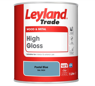 Leyland Trade Wood & Metal High Gloss Paint Pastel Blue (RAL 5024) 1L