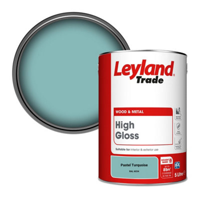 Leyland Trade Wood & Metal High Gloss Paint Pastel Turquoise (RAL 6034) 5L