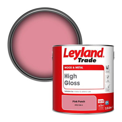 Leyland Trade Wood & Metal High Gloss Paint Pink Punch (PPG1184-4) 2.5L