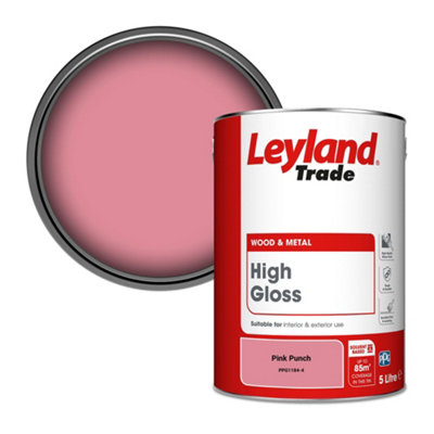 Leyland Trade Wood & Metal High Gloss Paint Pink Punch (PPG1184-4) 5L