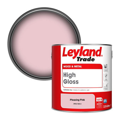Leyland Trade Wood & Metal High Gloss Paint Pleasing Pink (PPG1184-2) 2.5L
