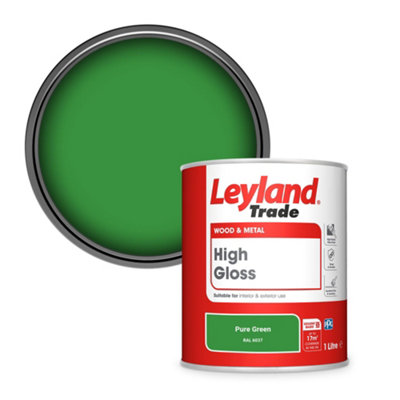 Leyland Trade Wood & Metal High Gloss Paint Pure Green (RAL 6037) 1L