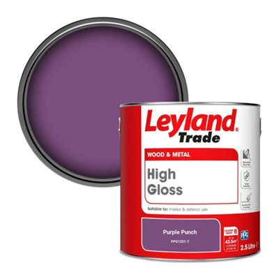 Leyland Trade Wood & Metal High Gloss Paint Purple Punch (PPG1251-7) 2.5L