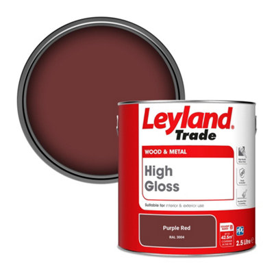 Leyland Trade Wood & Metal High Gloss Paint Purple Red (RAL 3004) 2.5L