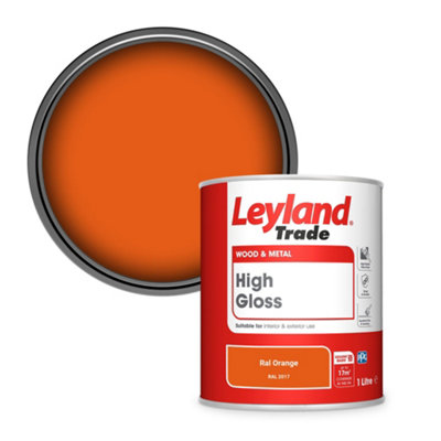 Leyland Trade Wood & Metal High Gloss Paint Ral Orange (RAL 2017) 1L