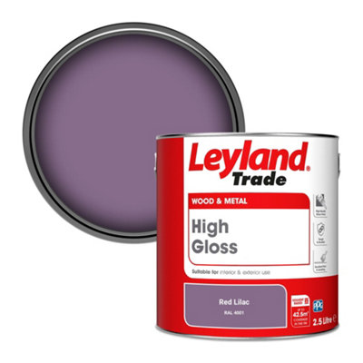Leyland Trade Wood & Metal High Gloss Paint Red Lilac (RAL 4001) 2.5L