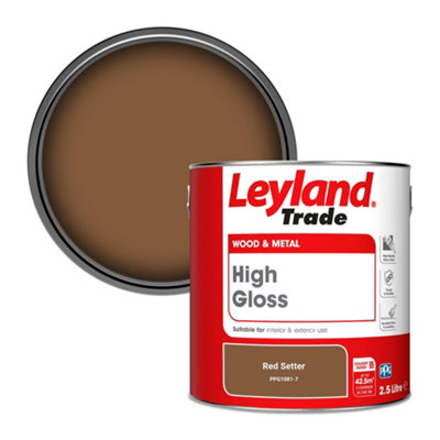 Leyland Trade Wood & Metal High Gloss Paint Red Setter (PPG1081-7) 2.5L