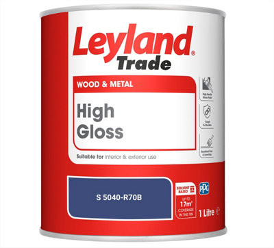 Leyland Trade Wood & Metal High Gloss Paint (S 5040-R70B) 1L