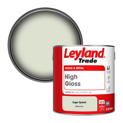 Leyland Trade Wood & Metal High Gloss Paint Sage Splash (PPG1115-2) 2.5L