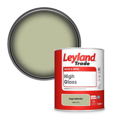 Leyland Trade Wood & Metal High Gloss Paint Sage Splendor (PPG1115-4) 1L