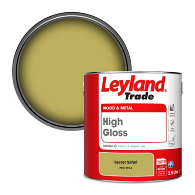 Leyland Trade Wood & Metal High Gloss Paint Secret Safari (PPG1110-4) 2.5L
