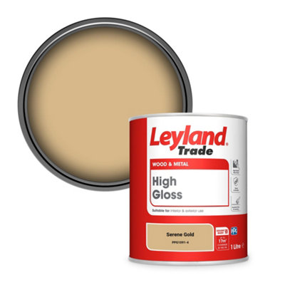 Leyland Trade Wood & Metal High Gloss Paint Serene Gold (PPG1091-4) 1L