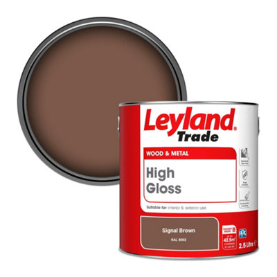 Leyland Trade Wood & Metal High Gloss Paint Signal Brown (RAL 8002) 2.5L