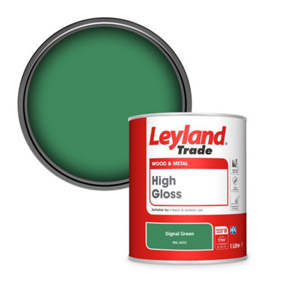 Leyland Trade Wood & Metal High Gloss Paint Signal Green (RAL 6032) 1L
