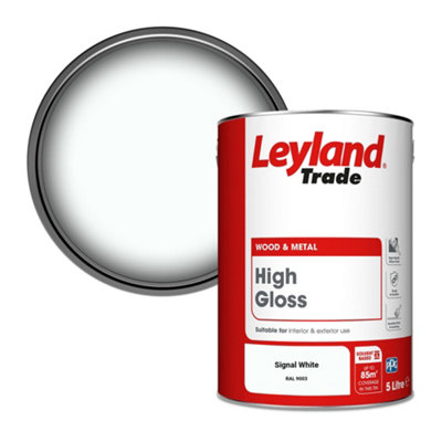 Leyland Trade Wood & Metal High Gloss Paint Signal White (RAL 9003) 5L