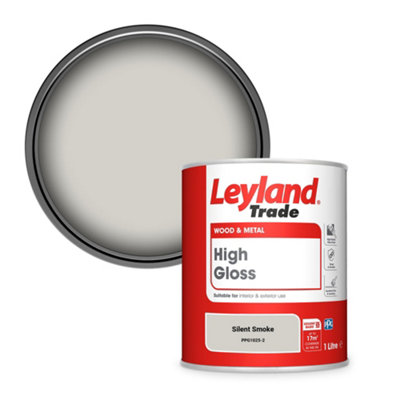 Leyland Trade Wood & Metal High Gloss Paint Silent Smoke (PPG1025-2) 1L