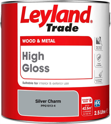 Leyland Trade Wood & Metal High Gloss Paint Silver Charm (PPG1013-4) 2.5L