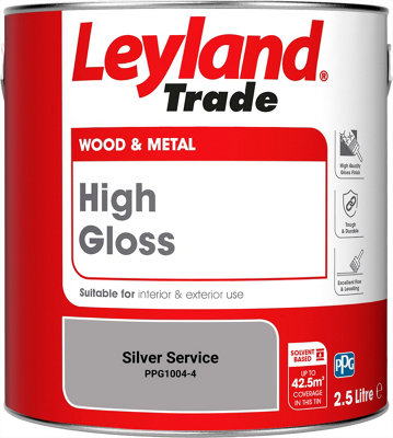 Leyland Trade Wood & Metal High Gloss Paint Silver Service (PPG1004-4) 2.5L
