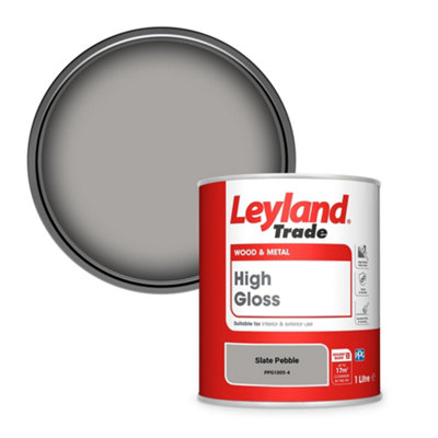 Leyland Trade Wood & Metal High Gloss Paint Slate Pebble (PPG1005-4) 1L