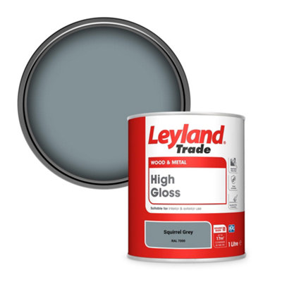 Leyland Trade Wood & Metal High Gloss Paint Squirrel Grey (RAL 7000) 1L